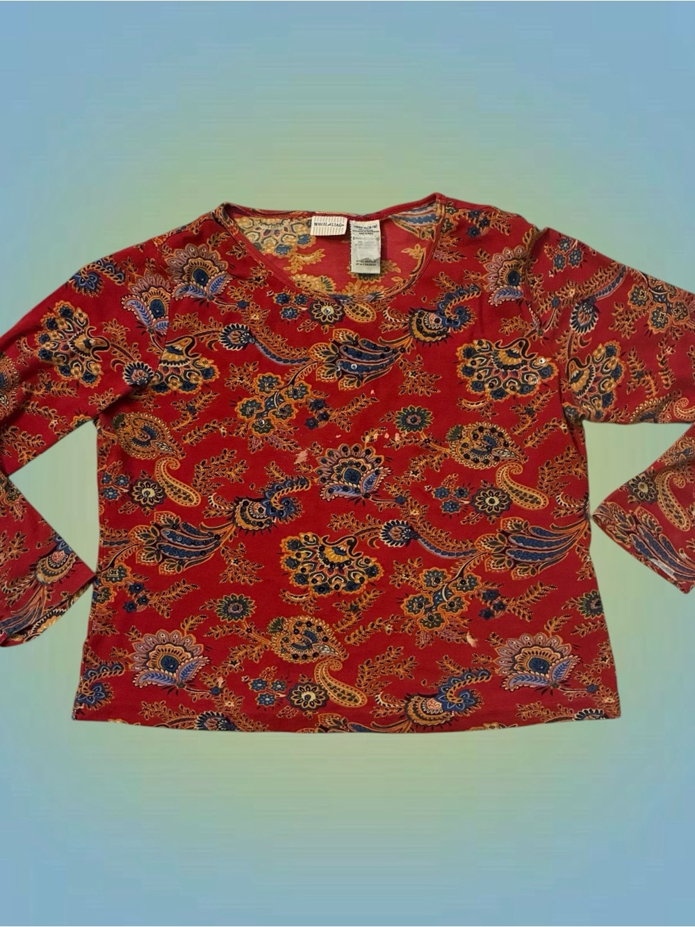 White Stag Red Paisley-Print Long Sleeve Tee - Picture 3 of 5
